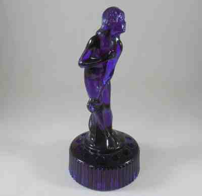 Cobalt Blue Cambridge Glass Bashful Charlotte Nude Woman Lady Flower