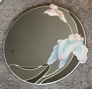 Vtg David Marshall Signed Art Sculptural Wall Mirror Pastel Floral Iris’s 39” ??