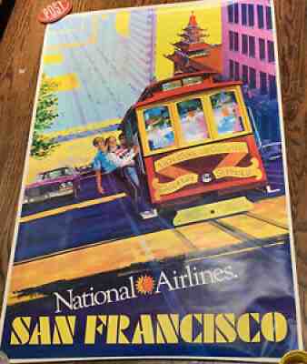 Vintage Original NATIONAL Airlines "San Francisco" (28"x41") Travel Poster--RARE