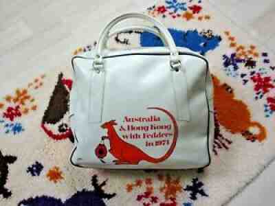 Vintage PAN AM Airlines Leather Bag Australia & Hong Kong With Fedders in 1974