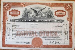 JUAN TRIPPE Autograph Signed 1941 PanAm Stock Certificate Issued to Him-Aviation