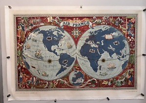 AIR FRANCE  French travel poster 52 wonderful art of world map by Lucien BOUCHER