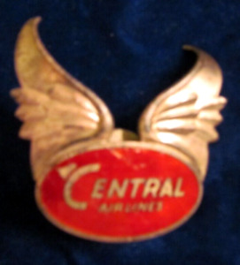Central Airlines hat badge rare small carrier, eventually related to Continental