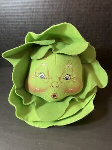 New ListingRARE Annalee Cabbage Head PROTOTYPE Doll with Open Eyes and Two-Tone Green Felt