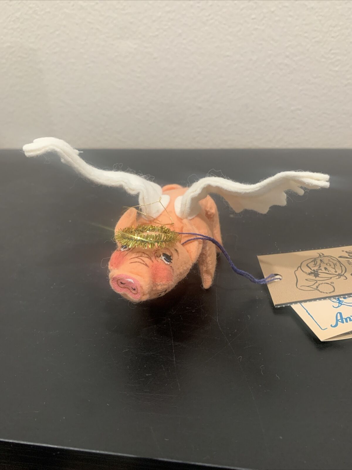 1997 Annalee Doll when Pigs fly ornament Angel Halo Xmas figure