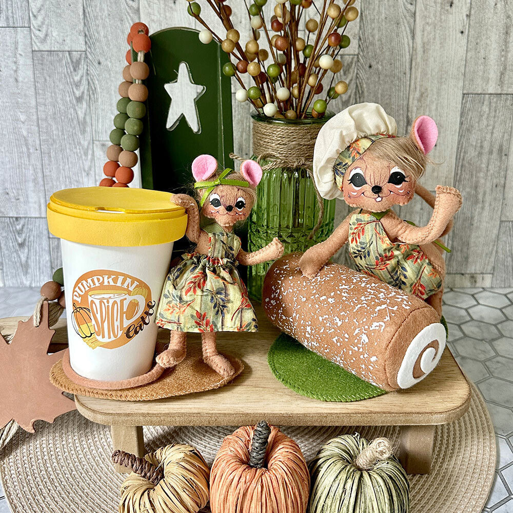 New ListingPumpkin Spice Set -2023 ANNALEE 6 in Pumpkin Roll Chef ~ 5 in Spice Latte NEW