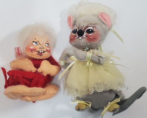 2 Vintage 1960s Early Annalee Thorndike Mobilitee Mouse Dolls