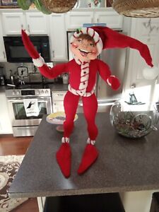 ANNALEE 30 INCH PEPPERMINT TWIST ELF DATED 2008 PERFECT CONDITION