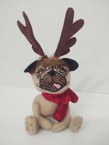 Annalee Cozy Christmas Pug Dog Felt Doll