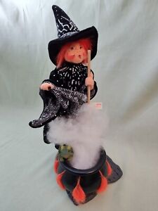 Annalee dolls - 2003 15-in witch brewing over fired cauldron