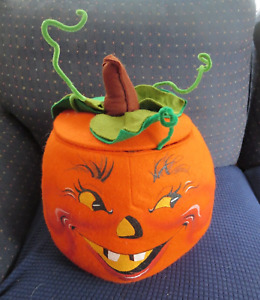 Vintage 1993 AnnaLee Mobilitee 14" Halloween Large Pumpkin Candy Holder