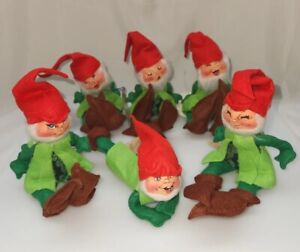 Vintage Annalee Elf Dolls LOT Christmas Pixies Sprites Gnomes Beards 1991 7367