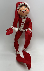 Annalee Red Peppermint Twist Christmas Elf Posable Wire 30 Inch Large