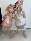 Vntg Annalee Mobilitee Mr. & Mrs. Easter Parade Bunny Rabbit XL 33” 1970 Jumbo