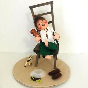 Annalee rare Baby Doll High Chair Holding Turkey Leg Spilled Food Cat Handmade