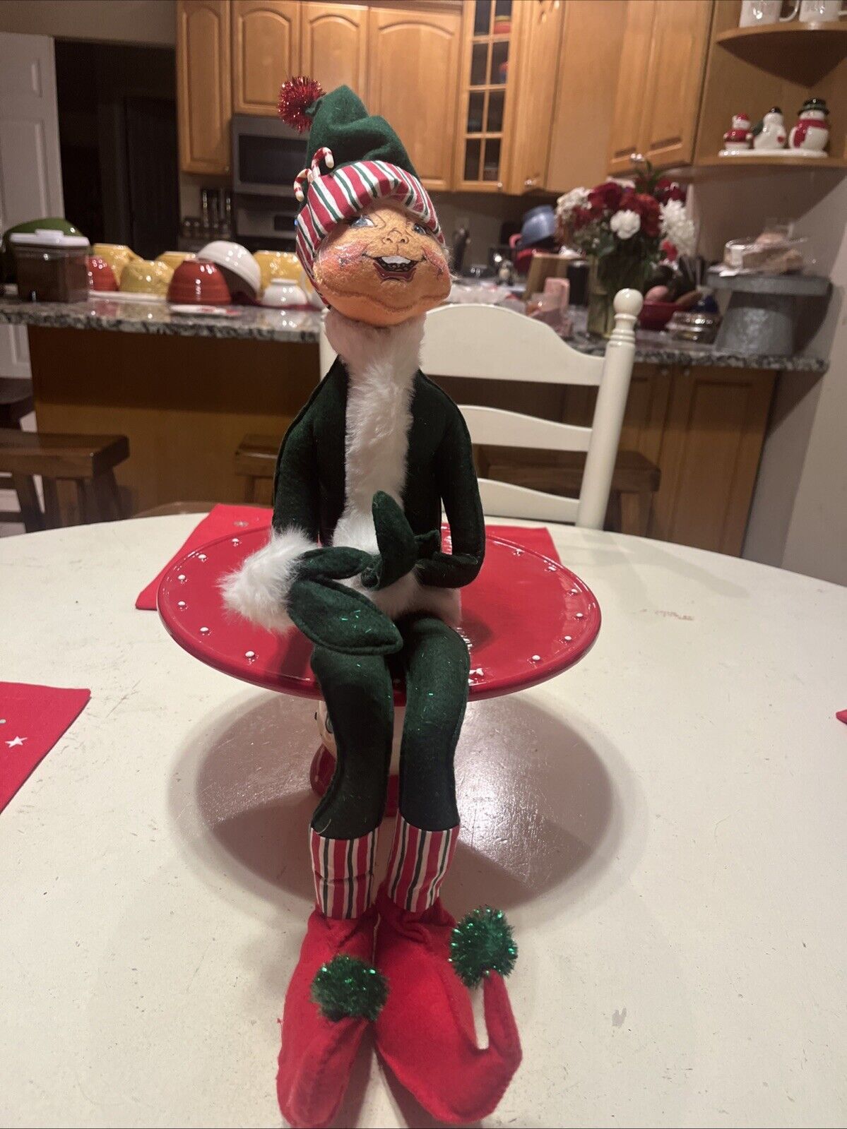 Annalee 2005 Green Candystripe Elf 24 Inch Doll Christmas Holiday