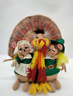 Annalee Thanksgiving Doll 2006, Let's Talk Turkey 10" Pilgrim Mice + Turkey Trio