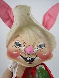VTG 1990 ANNALEE 20-24" Doll BUNNY Rabbit STRAWBERRY Dress EASTER Hang Tag