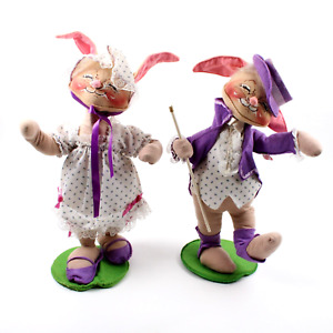 2 ANNALEE HUGE 22" EASTER PARADE GIRL & BOY BUNNIES 1990 NEW HAMPSHIRE RARE SET