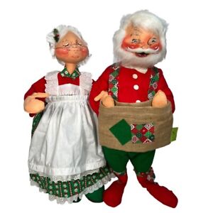 New ListingVintage 1983 Annalee Christmas Dolls Mr & Mrs Santa Claus Set Of 2 Red Green 33"