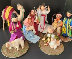 Annalee Nativity Set 1980s Joseph, Mary, Baby, 3 Kings, Shepherd, Camel, 2 Sheep