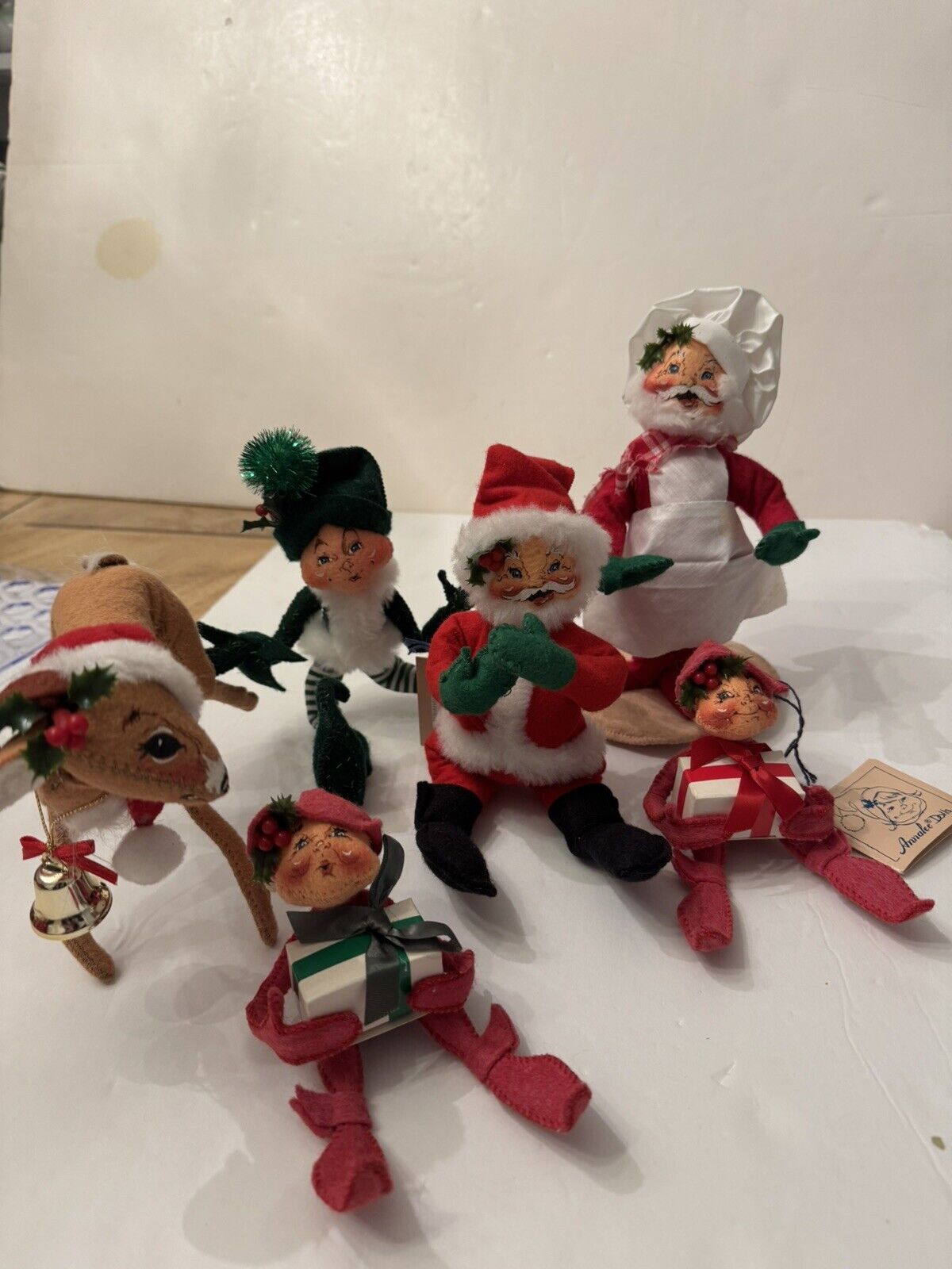 Annalee Lot Of 6 Christmas Holiday 1990's Poseable Dolls 4-8 In