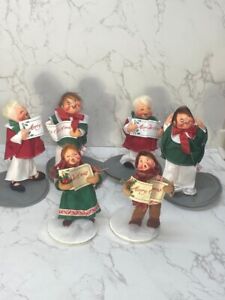 Vintage Annalee Christmas Choir Caroler Boy & Girl Figurine Doll Set of 6