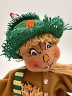 ANNALEE Vintage Rare SCARECROW 10" Red Bird Autumn Fall Season 2002 Wood Base