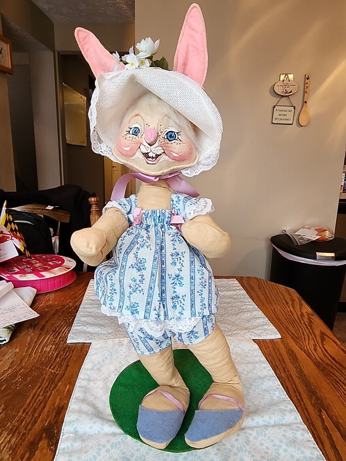 Vintage 1970's Large Spring Easter Annalee Mobilitee Bunny Rabbit 23” w/hat
