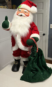 Annalee 2007 Peppermint Winking Santa 32” Large Christmas Doll w/ Green Sack
