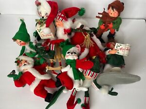 HUGE 20+ Lot ANNALEE Christmas Holiday Santa Elf Reindeer DOLLS Ornaments Easter