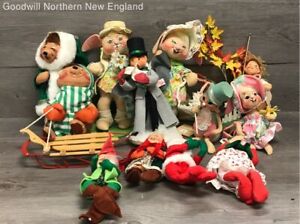 Lot of 12 Annalee Mobilitee Dolls Christmas Easter Mrs. Claus Bears Rabbits Etc
