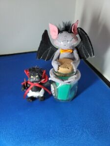 2012 6” Bat Potion #9 Halloween Annalee Doll On Glass And Devil In Training 2010