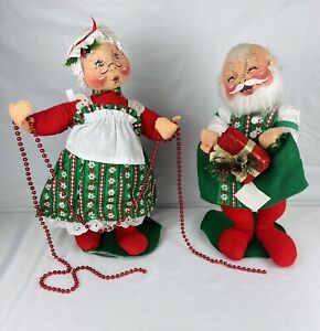Vintage Christmas Annalee Mobility Dolls 2pc Mr & Mrs Santa Claus 18” Tall 1967