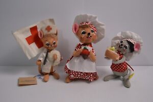 Vintage Anna Lee Mice Mouse Chef Baking Nurse Collectible Dolls Valentines