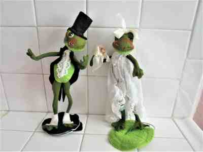 ANNALEE SUPER RARE VINTAGE 1969  BRIDE & GROOM PAIR FANTASTIC FROGS 50 YEARS OLD