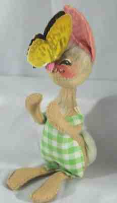 Annalee Mobilitee Vintage 1971 Bunny Rabbit With Butterfly on Nose  ~ 7"