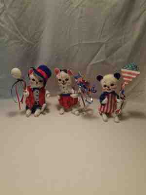 2009 ANNALEE DOLL LOT Patriotic 4th of July MICE, LOT OF 3, BALOON, KITE