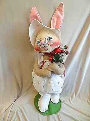 Large Annalee Easter Bunny in Dress with Strawberries - Made in 1990 - Cute!!!