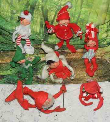7 Vintage 65-2008 Annalee Christmas Poseable Elves 6 7 LOOK