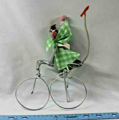 Annalee Mobilitee Mouse on Bicycle VINTAGE COLLECTIBLE Gingham, Metal Wire Bike
