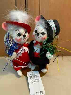2002 Annalee 7" New Year's Mouse Couple #8203t02 With Tags & Plastic Annalee Bag