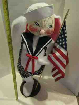 VINTAGE 30 INCH ANNALEE DOLL SAILOR BOY BUNNY RABBIT STUFFED DOLL WITH TAGS
