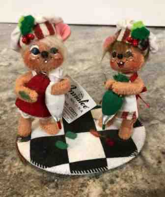 Rare Annalee Frosting Fight Mice Bakers 4” Girl Boy Christmas Figurines