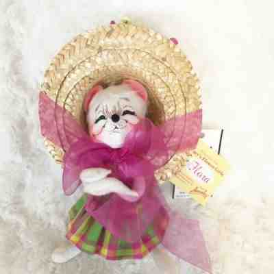 Annalee Doll Petal Macys Flower Girl Mouse 2002 Straw Hat Original Tags 7"