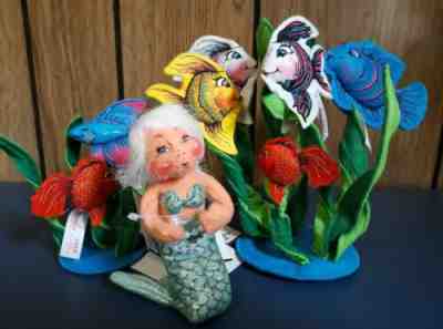 3 New Vintage 2005 Annalee Large Small Fish Set 6" Mermaid