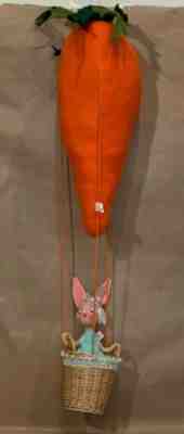 EASTER BUNNY 1965 IN CARROT BALLOON 1986 ANNALEE CLOTH DOLL  2 Vintage Pieces