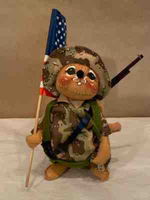 Annalee 4th of July Memorial Day 2000 8" Patriotic Bear holding American Flag