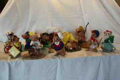 Annalee 11 Vintage Mice Dressed in Various Occupations or Sports