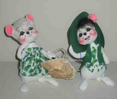 ANNALEE 7" Meg & Patrick Mouse ~ Two (2) St. Patrick's Day Mice ~ NWT ~ USA '00